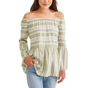 Como Blu Off The Shoulder Striped Blouse